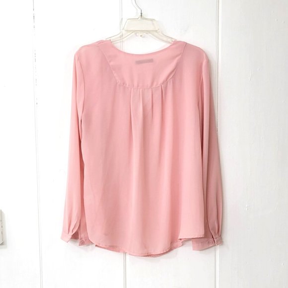 Urban CoCo Sheer Long Sleeve Pink Blouse - Picture 4 of 4